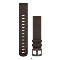 Quick Release Bands 20 mm - Dark brown leather -slate hardware- for venu 2 Plus - Fits wrists with a circumference of 126-203 mm - 010-12932-56 - Garmin